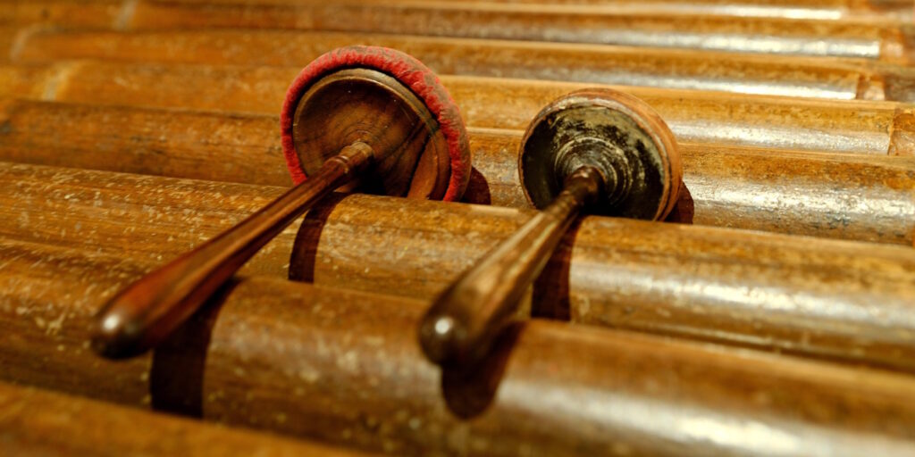 Das Foto zeigt ein asiatisches Musikinstrument